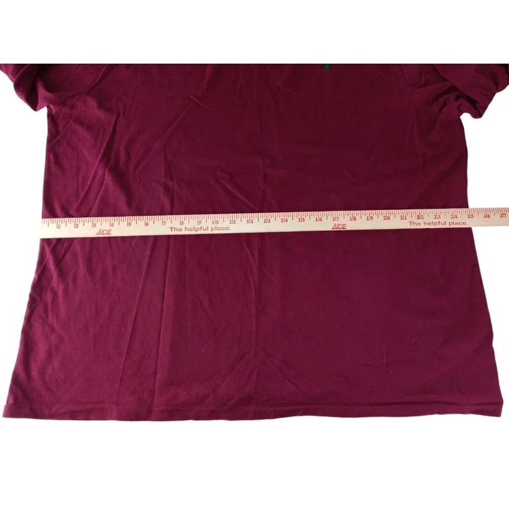 Polo Ralph Lauren Men's XXL Burgundy Basic T-shirt Green Pony Logo Long Sleeve